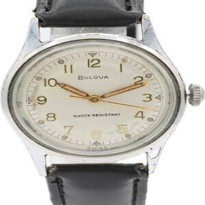 Vintage 32mm Bulova Watertite Men's Mechanical Wristwatch Swiss Base Metal